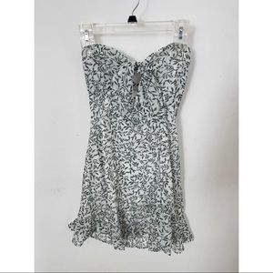 SHIEN Strapless Keyhole Tie Leaf Sundress